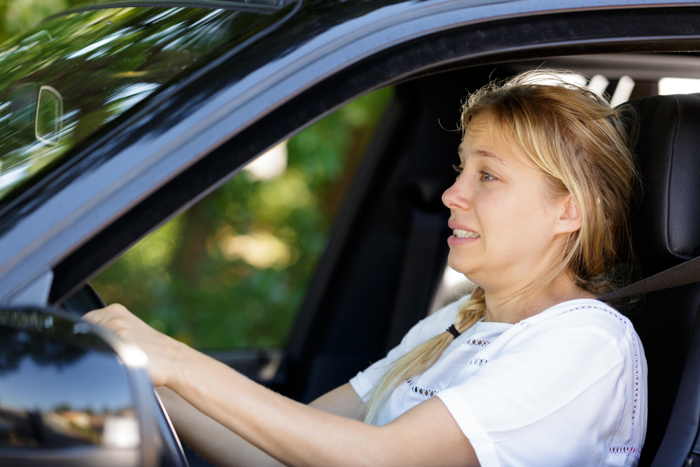 Motorista assustada ao volante