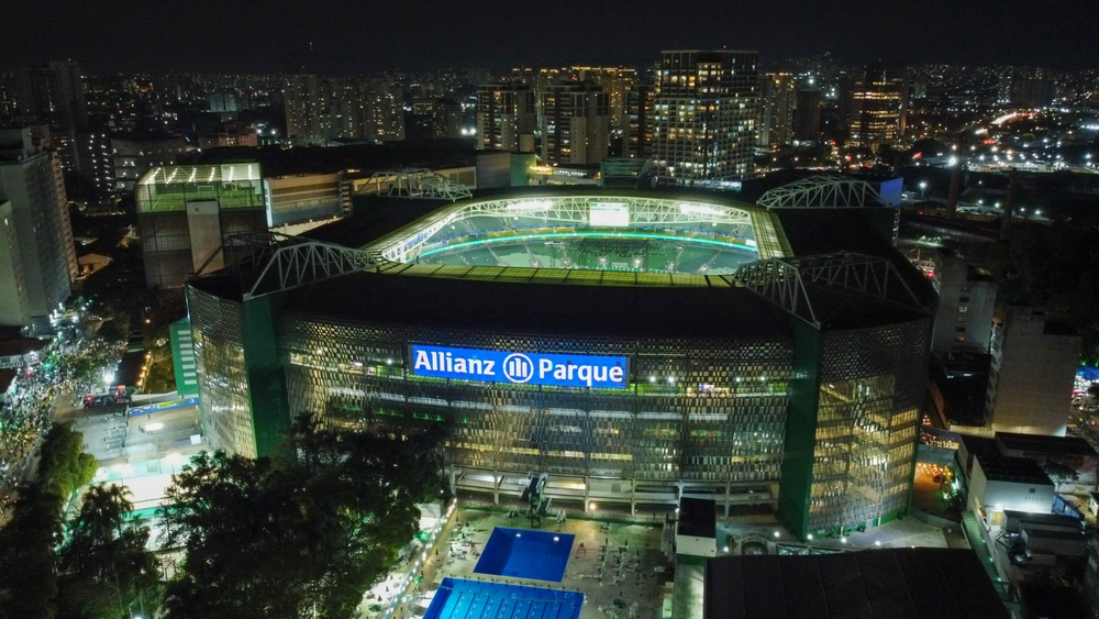 Allianz parque visto de cima durante a noite