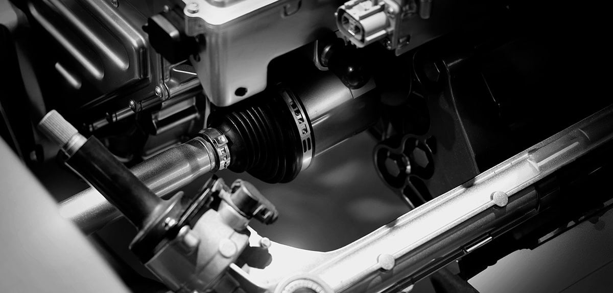 Suspensão do carro vista em close