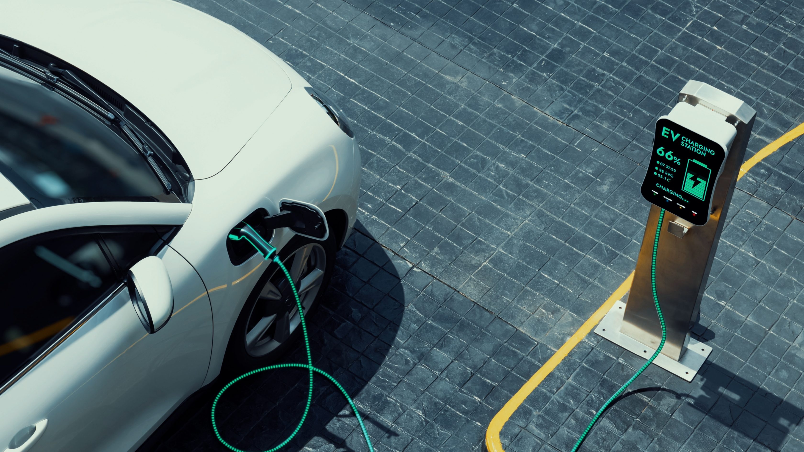 Veículo elétrica sendo carregado