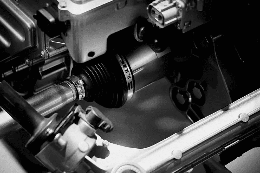 Suspensão do carro vista em close