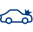 Ícone de um carro na cor azul indicando colisão 