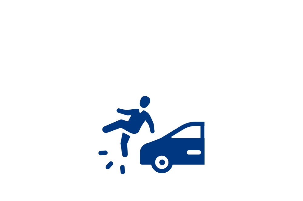 Ícone de um veículo colidindo com um pedestre, representando a cobertura de proteção para terceiros do seguro Auto Allianz