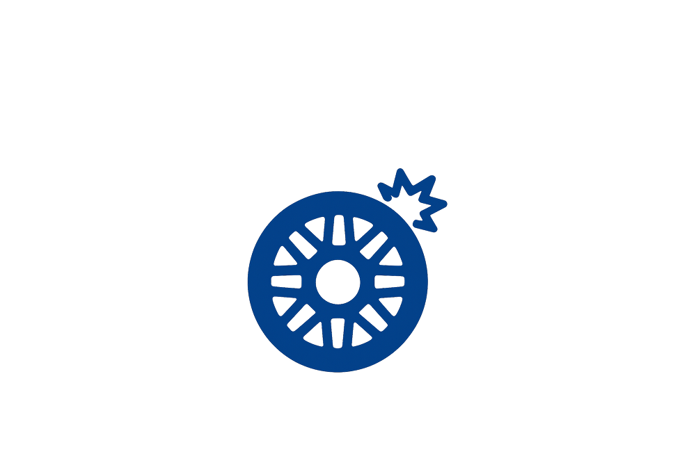 Roda de carro com problema, representando a cobertura para reparos de lataria, rodas e pneus do seguro Auto Allianz