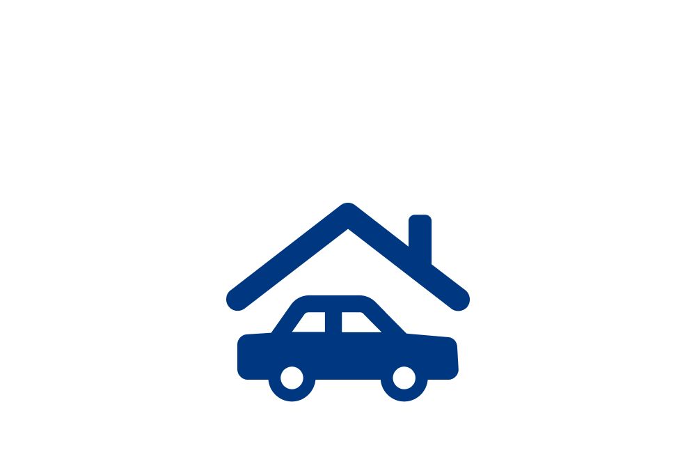Figura de um carro sob um teto, representando a assistência residencial grátis do seguro Auto Allianz
