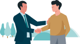 Imagem do cliente e corretor de seguros apertando as mãos para mostrar que o Allianz Cultivo é personalizado para o cliente