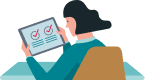 Ilustração de mulher procurando consulta online por meio de telemedicina