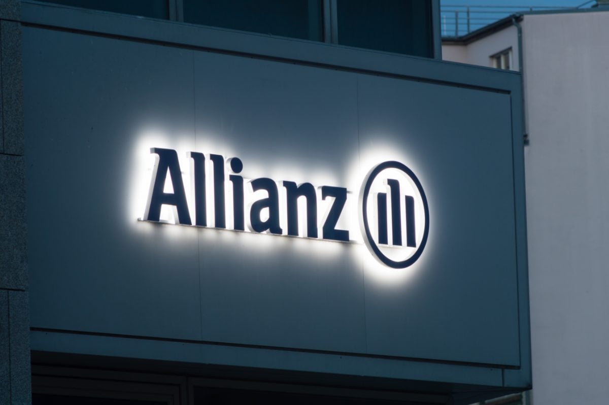 Logotipo da Allianz em fachada corporativa, representando o lançamento do programa Alliadoz 2026 para corretores parceiros