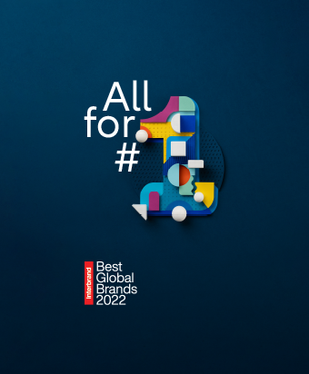 Gráfico colorido "All for #1" da Interbrand Best Global Brands do ano de 2022.