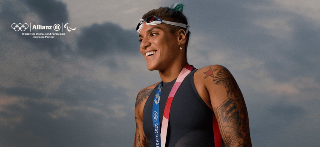 Corredora olimpica em foto durante campanha da Allianz.