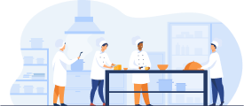 Imagem de profissionais de cozinha trabalhando para ilustrar o "Gastronomia de Alto Nível", ação que tem o propósito de permitir que as pessoas visitem restaurantes e tenham uma visão panorâmica do estádio, com 10% de desconto